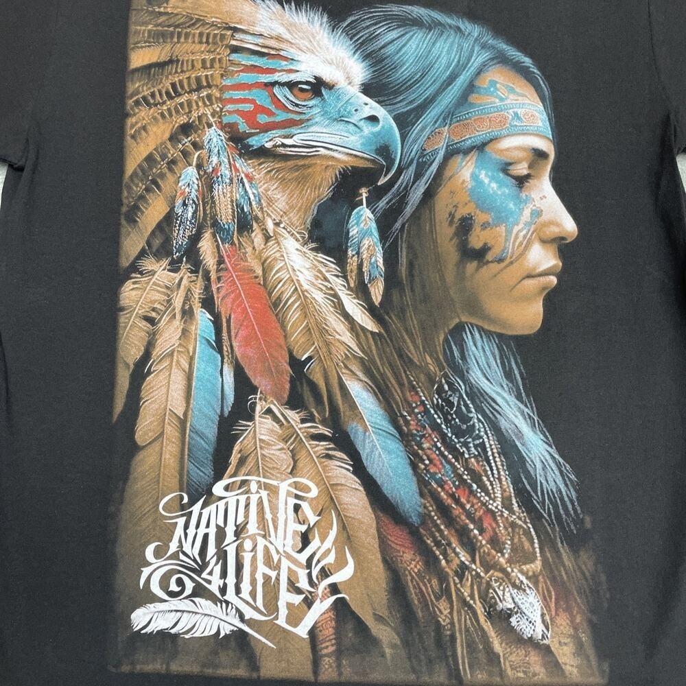 Vintage‎ Shaka Wear Hawk Warrior "Native Pride" Shirt-Size Large-Black